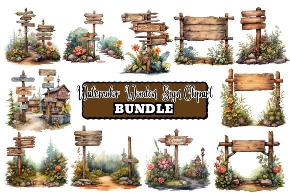 Download Watercolor Wooden Signs Clipart - Premium Resources