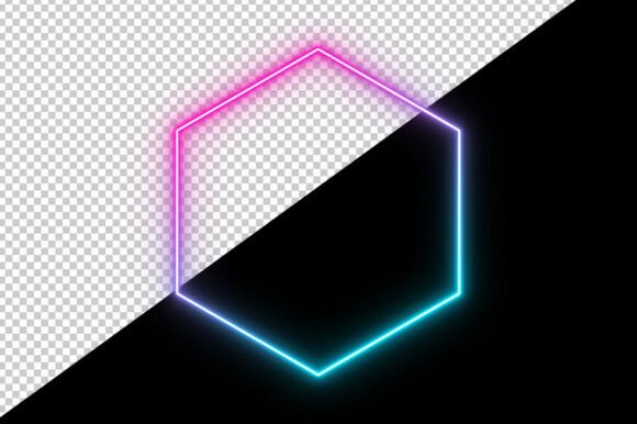 Download Neon Hexagon Glow Frame PNG Transparent - Frame png transparent Collection