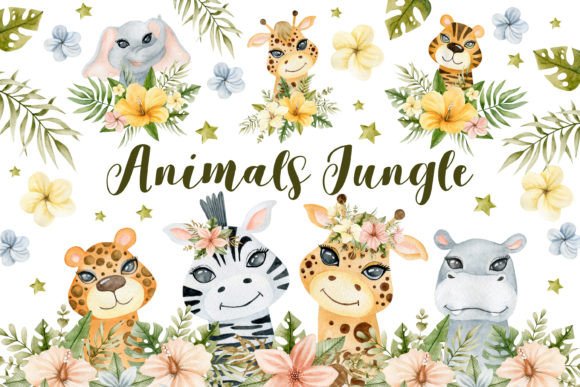 Download Watercolor Animals Jungle Clipart. - Jungle clipart Collection