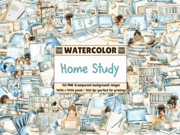 Download Home Study Watercolor Clipart - Home Collection